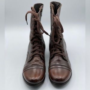 Steve Madden Troopa Brown Distressed Lace Up Boots Size 6.5 M